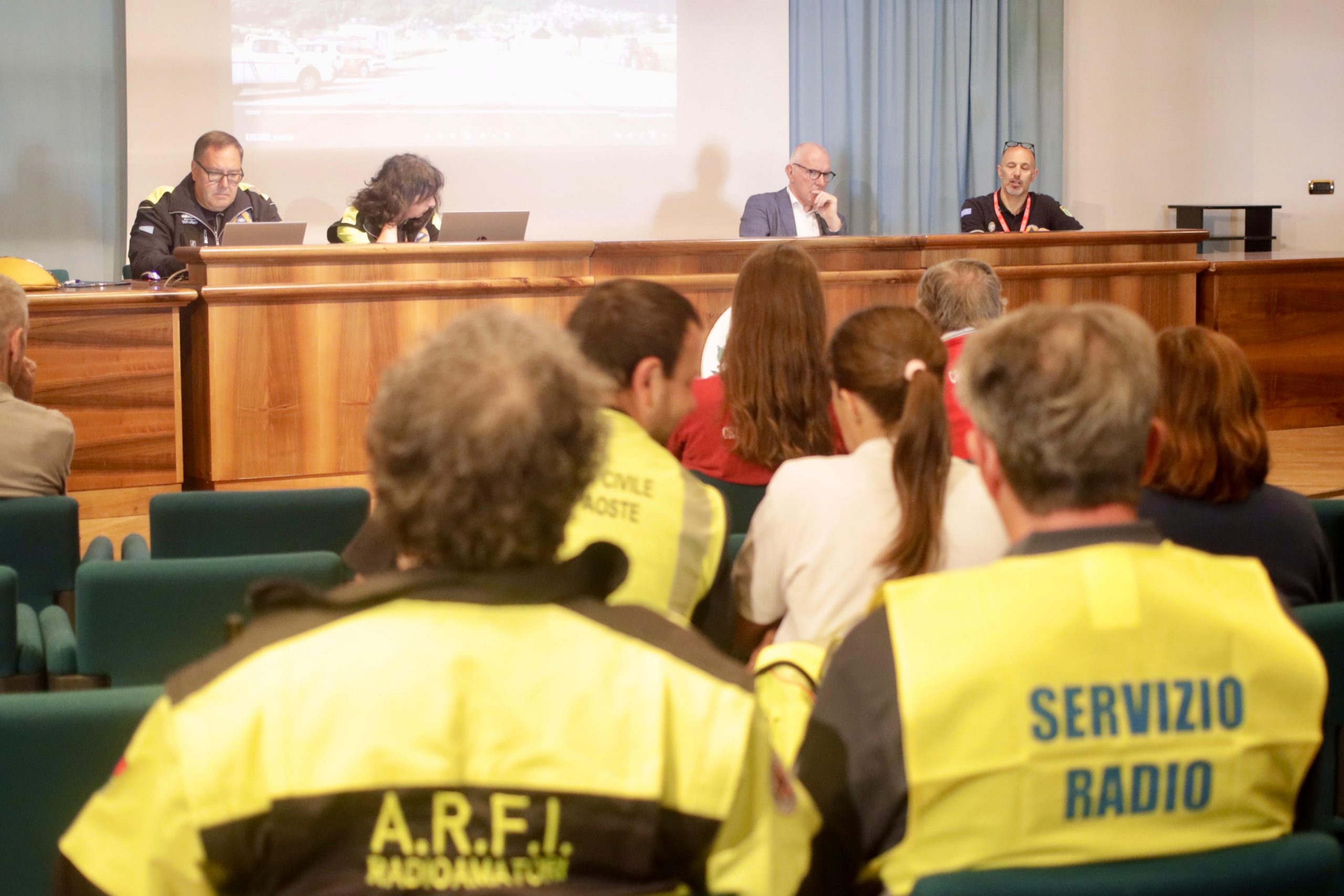 I relatori del debriefing finale: da sinistra Giovanni Santo, Sara Ratto, Renzo Testolin e Valerio Segor